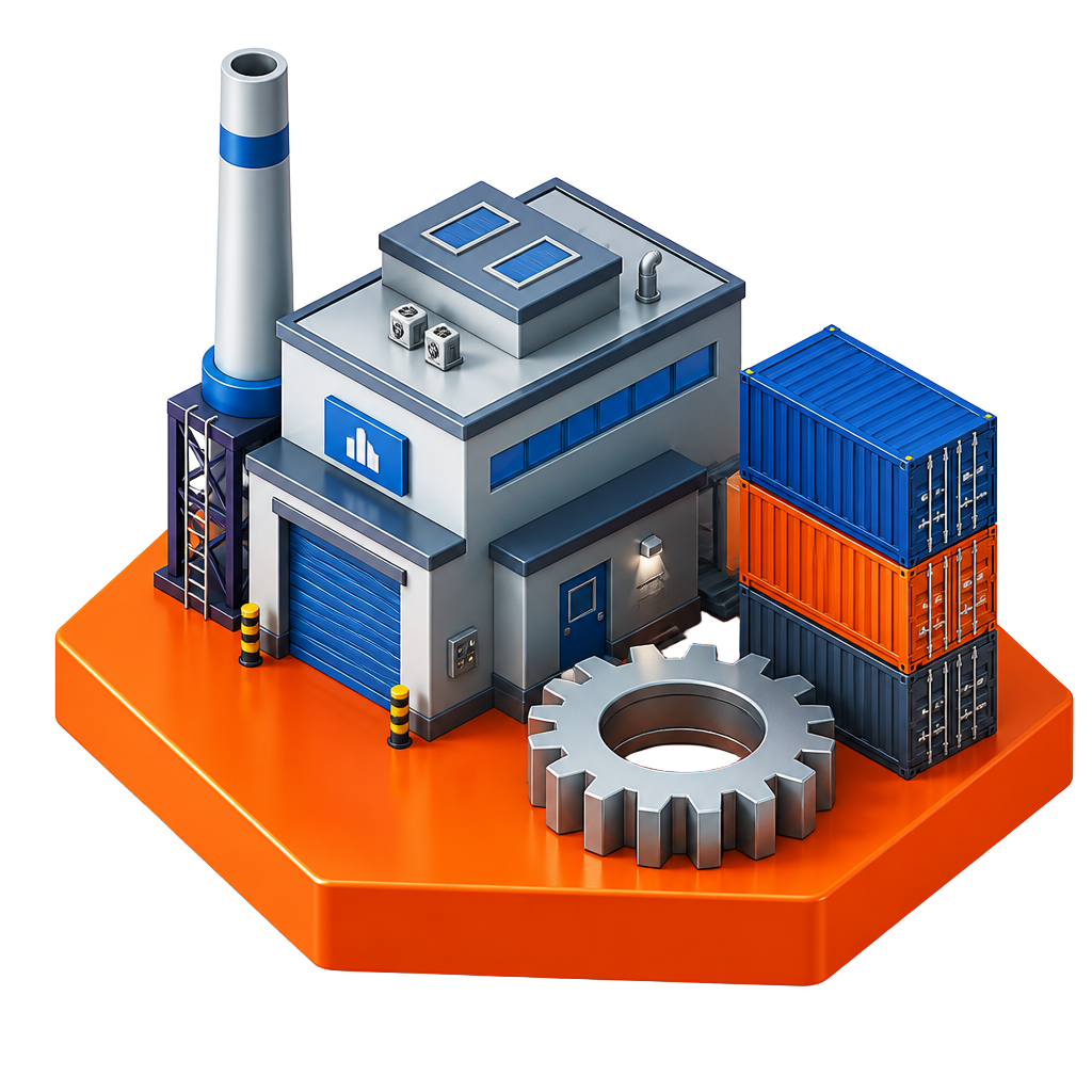 Ilustração 3D Site para Fábricas